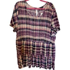 Torrid plaid top baby doll pinks and purples NEW size 4X